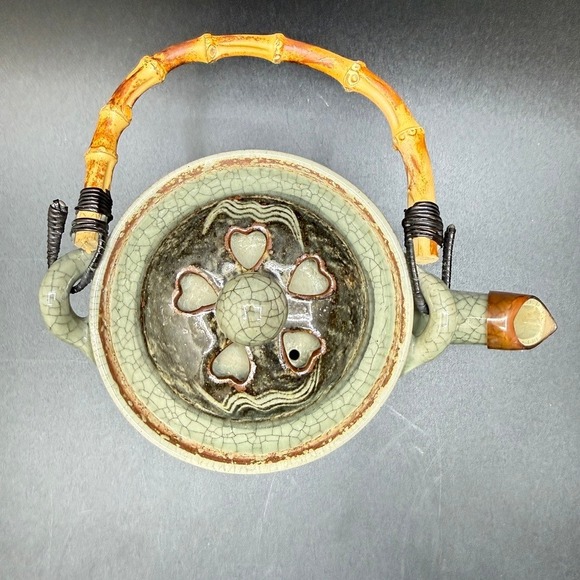 VTG Otagiri SomaWare Somayaki MCM Japan Tea Pot Set Green 6 Cups Golden Horse - Picture 10 of 16